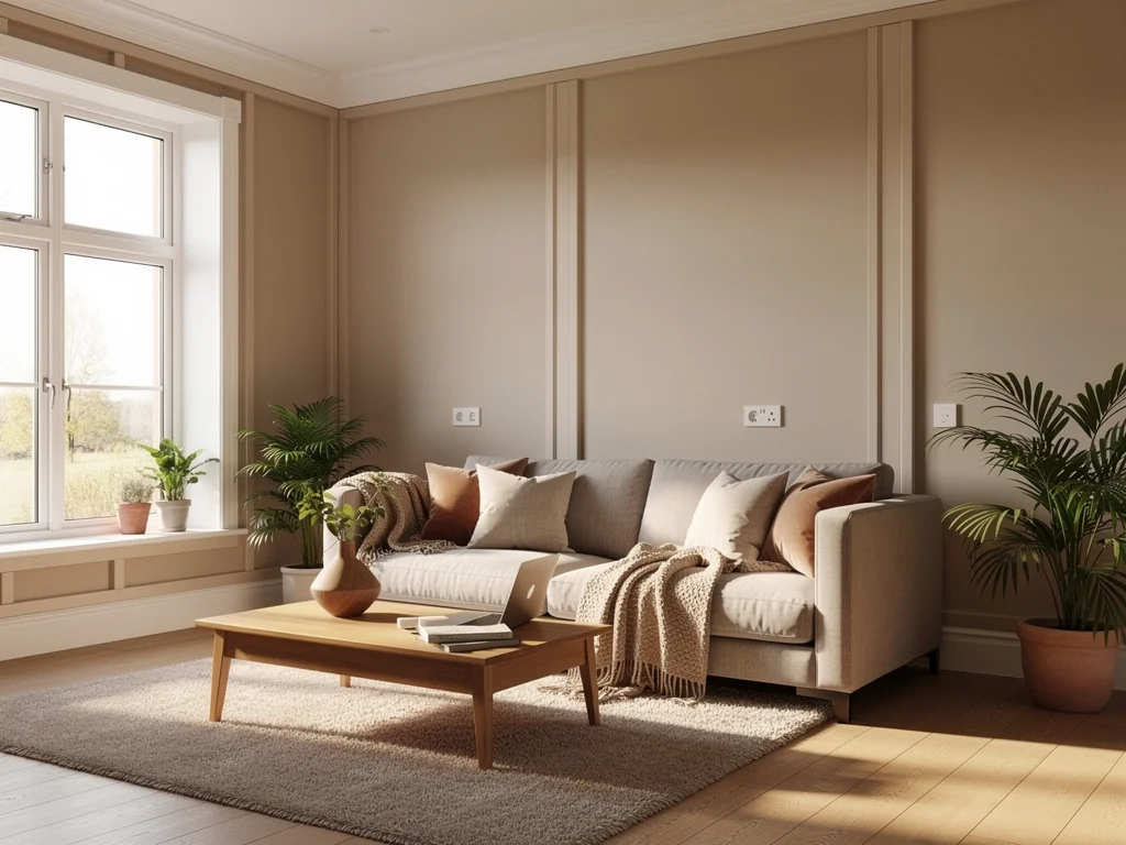 Salon rénové aux murs doublés par l'intérieur, finition prête à peindre